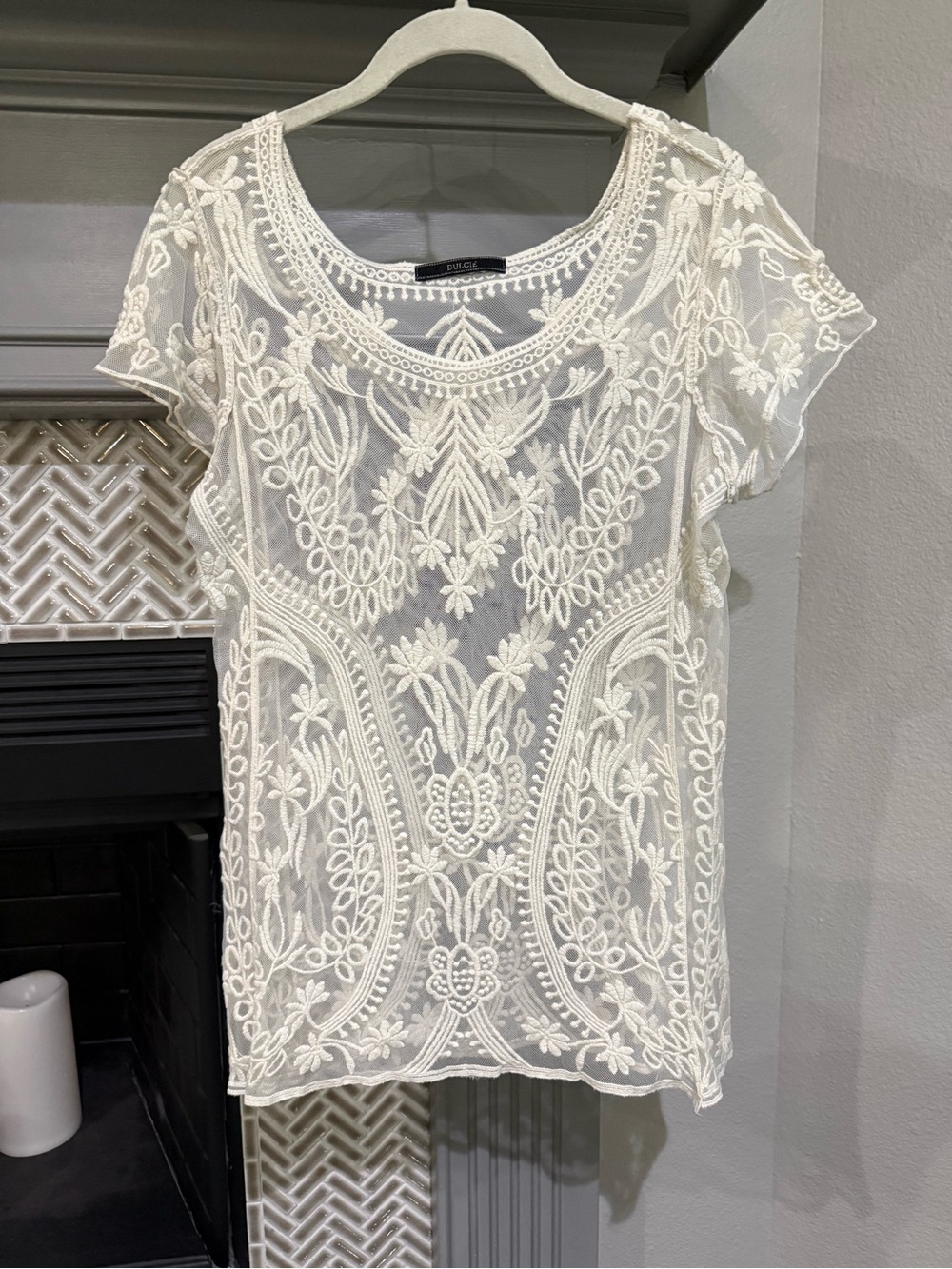 Delicate Cream Embroidered Sheer Blouse -
